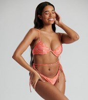 South Beach Mid Pink Swirl Wired Strappy Bikini Top and Bottoms